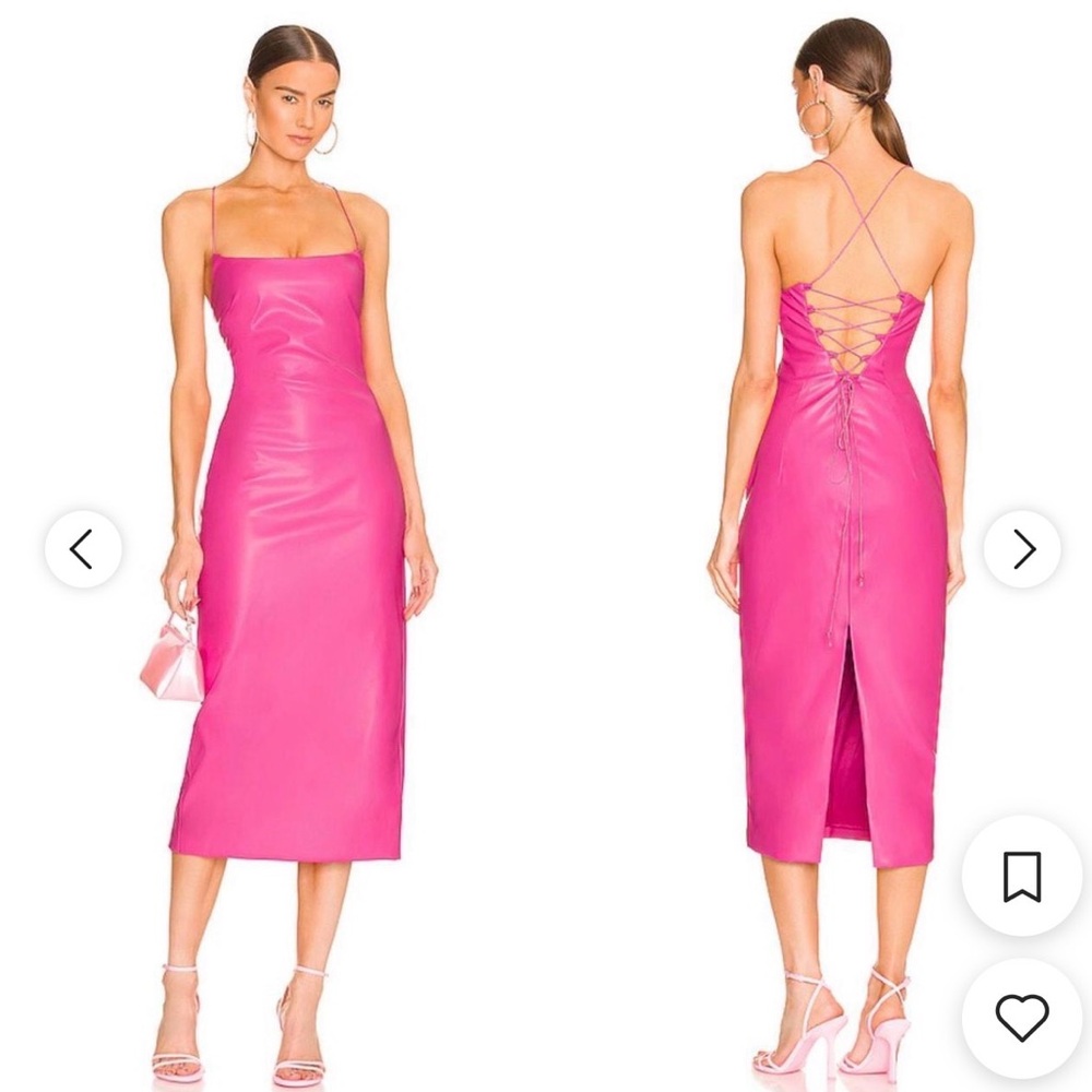 Bardot Helena Pink Faux Leather Midi Dress Sz 8